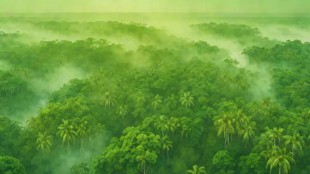 Vista aérea abstracta del bosque amazónico al amanecer
