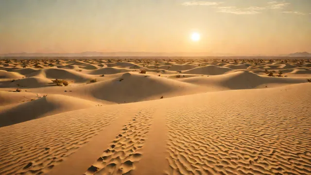 Desert at dawn showing vast empty terrain with soft light and dune textures