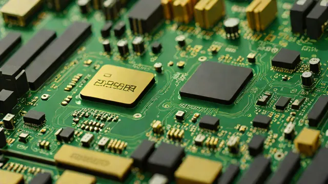 Un módulo de memoria RAM DDR5 en una placa base, vista detallada