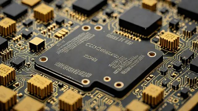 Fotografía macro de un procesador de smartphone de última generación montado sobre una placa de circuito impreso.