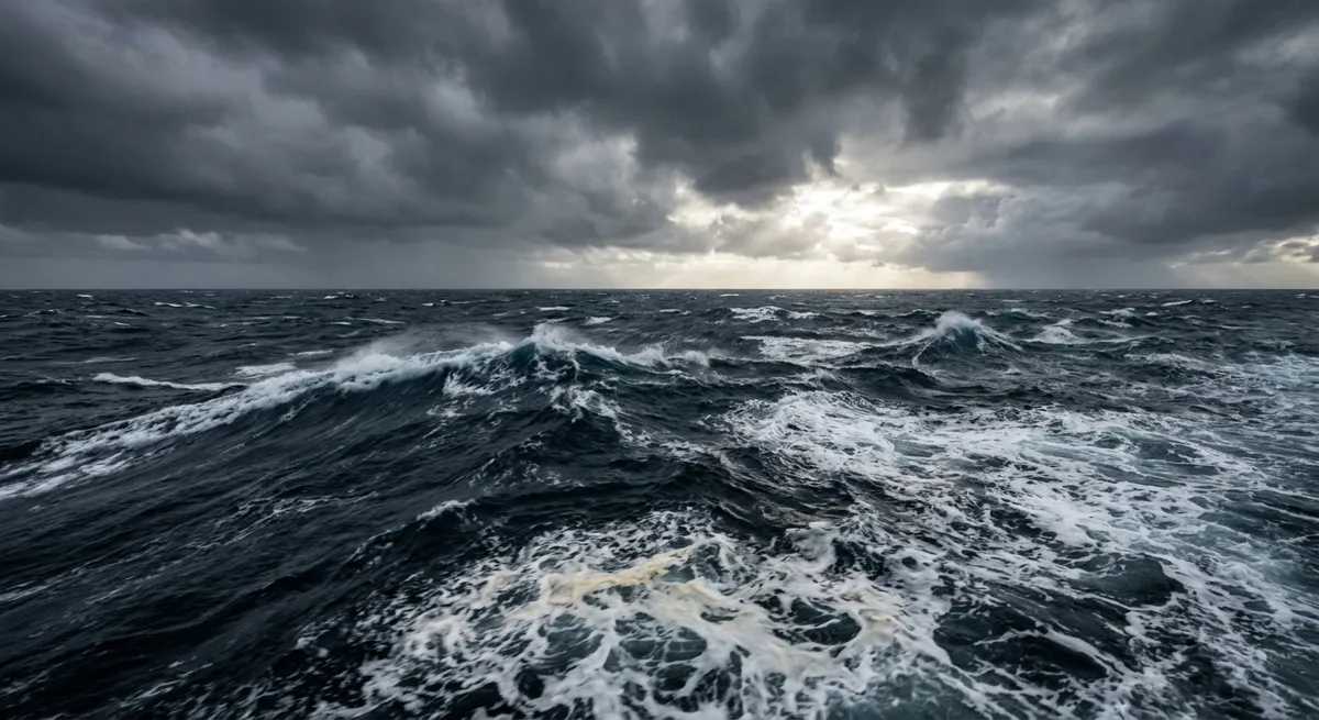 Triangular pattern in ocean waves representing Bermuda Triangle mystery