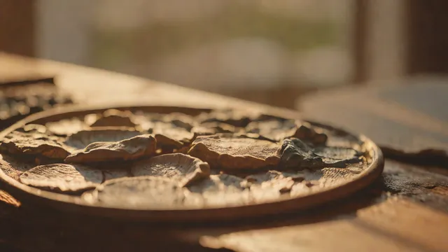 Paleta cerámica con luz natural en una mesa de madera