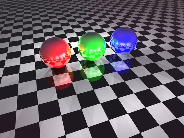 Monitor mostrando un renderizado 3D con reflejos realistas y sombras suaves generados por trazado de rayos.