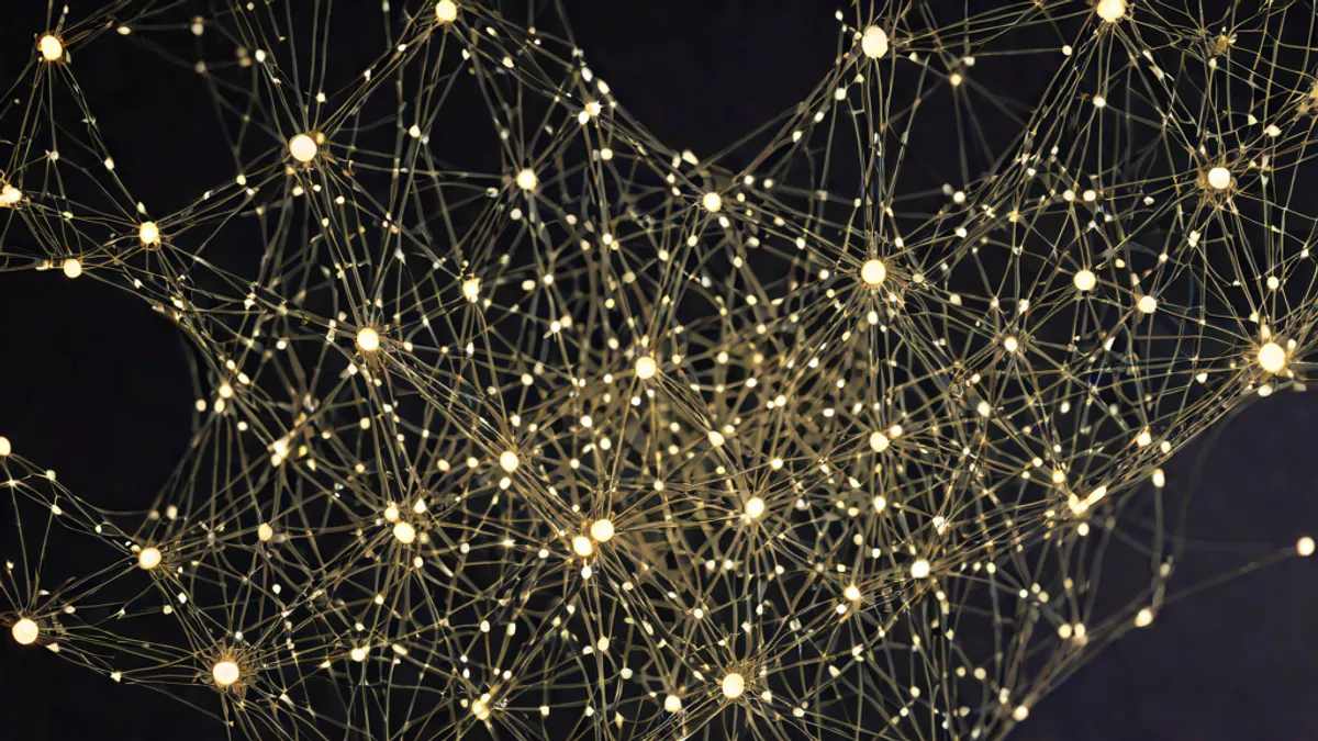 Abstract network of light filaments in cosmic space