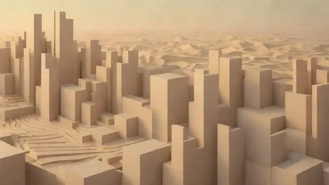 paisaje abstracto con planos geométricos en luz matutina