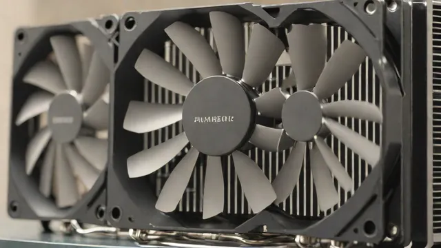CPU cooler with heat sink and fans, showing airflow in a real desktop setup