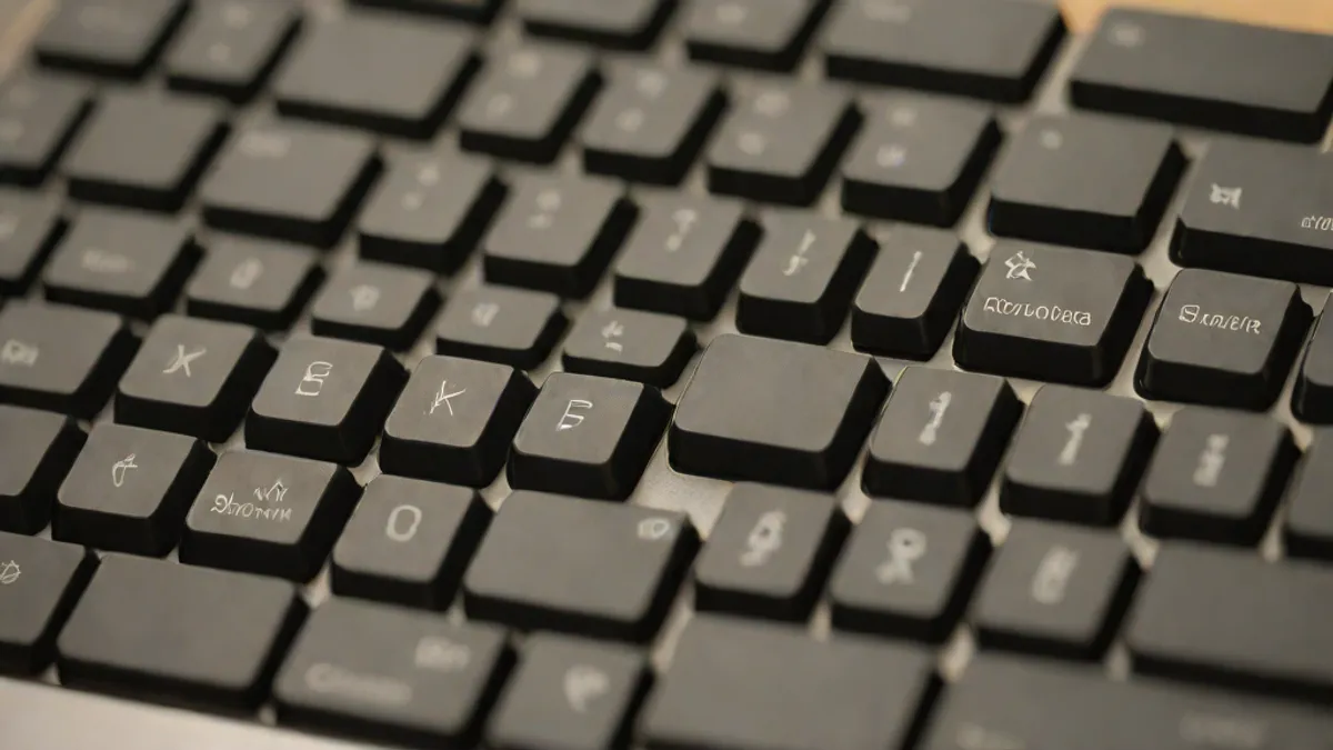 Close-up of a mechanical keyboard showing three switch types: linear, tactile, and actuated